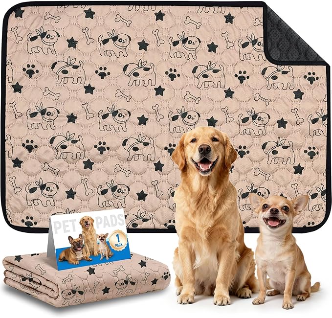 Washable Pee Pads for Dogs, Reusable Puppy Pads, Absorbent & Leakproof Potty Pads for Dogs and Cats, Non-Slip Pet Training Pads for Whelping Playpen Crate, Coffee 28"x40"