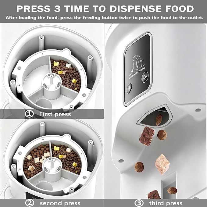 Automatic cat feeder,4L timed pet food dispenser with 2.4G WiFi,Detachable | Dual power timed dry goods dispenser, suitable for cats and dogs, suitable for outdoor use, mobile phone controllable