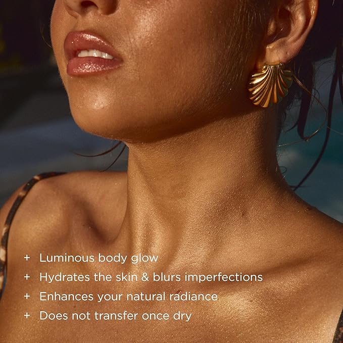 + Lux Unfiltered N°10 Blurring Body Glow Lotion - Instant Body Shimmer Lotion that Blurs Imperfections and Hydrates with Shea Butter, Squalane & Vitamin C - Vegan, Cruelty Free, Fragrance Free