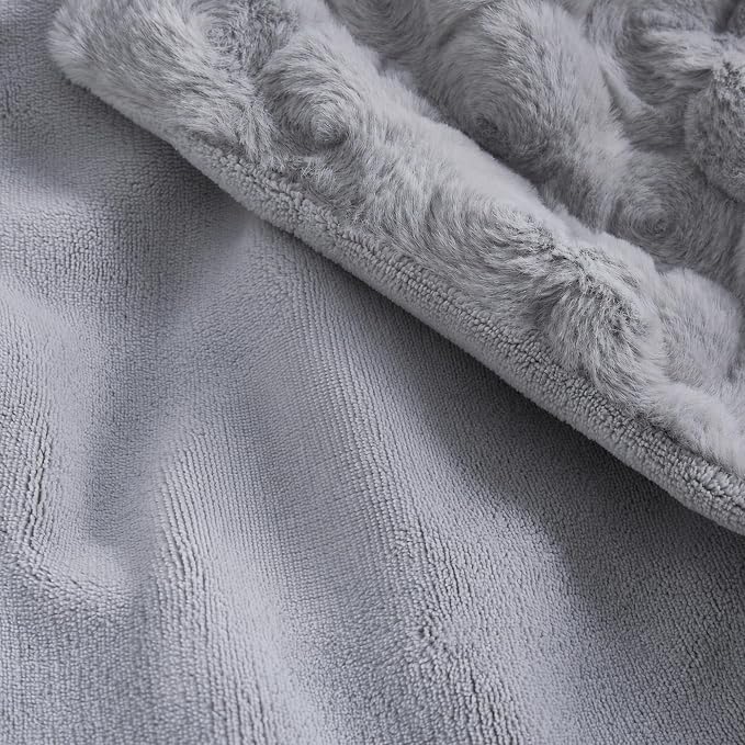 Fluffy Reversible Faux Fur Throw Blanket Thick Warm Blankets Cozy for Couch | Soft Plush Machine Washable Bed Home Decor, Large 50x70 Inch, for Women Men
