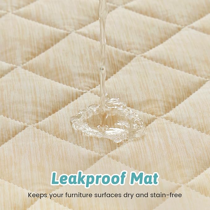 COZY KISS Dog Cooling Mat 82"x102" Q-Max>0.4, Extra Large Waterproof Cooling Dog Bed Cover, Leakproof Non-Slip Pet Mat, Furniture Protector Washable Cooling Blanket for XL Dogs, Sofa Cover (Beige)