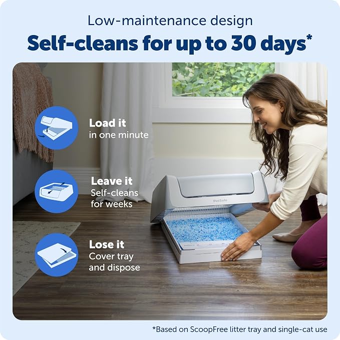 PetSafe ScoopFree Crystal Pro Legacy Self-Cleaning Litter Box, Uncovered | Hands-Free Automatic Cleaning, Advanced Odor Control, Health Counter Display, Includes 1 Disposable Crystal Litter Tray