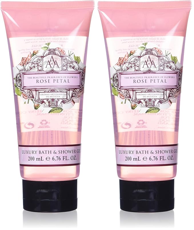 AAA Floral - Rose Petal, Luxury Bath & Shower Gel, Enriched with Shea Butter - 200 ml, 6.8 Fl Oz (Pack of 2)