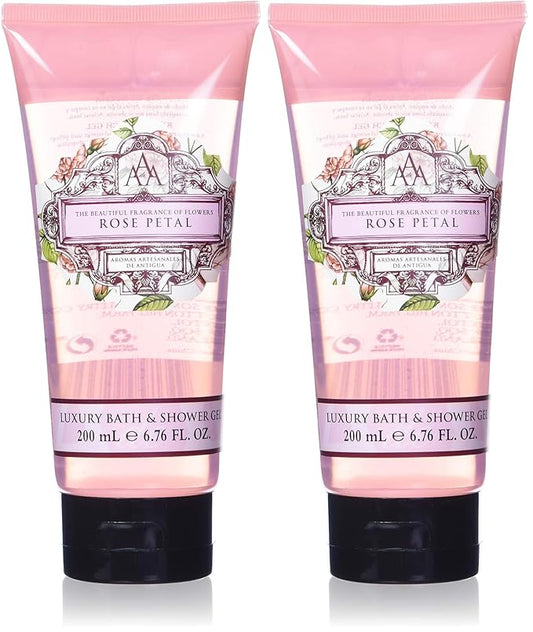 AAA Floral - Rose Petal, Luxury Bath & Shower Gel, Enriched with Shea Butter - 200 ml, 6.8 Fl Oz (Pack of 2)