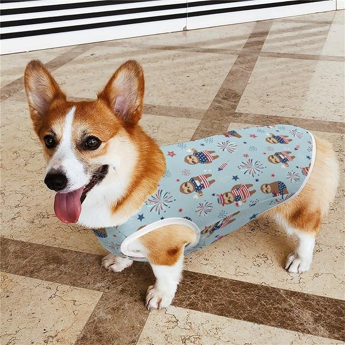 Dog Soft Breathable Clothes Cat Fashion Shirt Pet Sloth Cute Tank Tops T Shirt