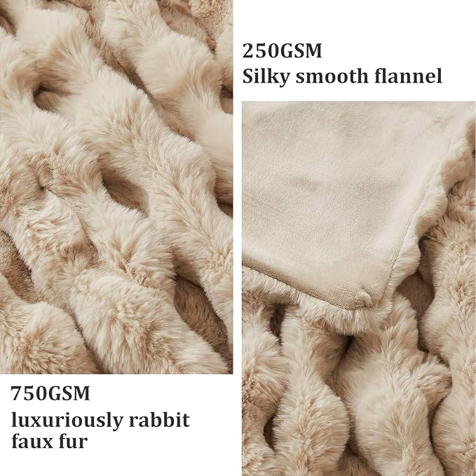 Faux Fur Twin Blanket for Couch, 1000 GSM Cozy Fuzzy Fluffy Soft Plush Thick Bubble Sherpa Blanket for Sofa Bedroom Living Room, Mothers Day Birthday Gifts for Women Home Decor