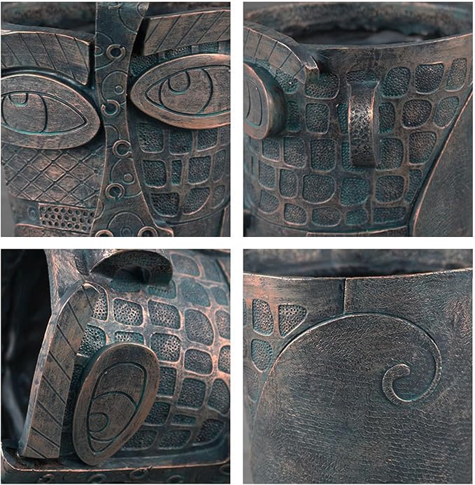 Bronze Abstract Face Planter Pots Unique Head Plant Pots Funny Face Flower Pot for Indoor Plants Home Art Table Decoration
