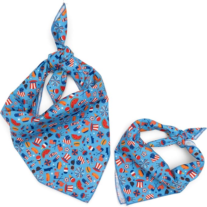 THE WORTHY DOG Icons Classic Tie-On Bandana for Dogs &Cats, Independece Day