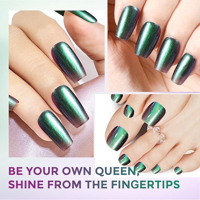 Chameleon Nail Polish Quick Dry Polish Air Dry Fast, 15ml/0.5 fl oz Holographic Green Purple Chrome Polish