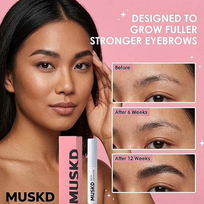 MUSKD Eyebrow Growth Serum (3ML) – Helps Grow Brows Faster & Thicker – Natural Formula, Vegan & Cruelty-Free