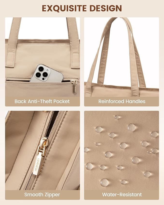 LOVEVOOK Tote Bag for Women, Work Tote with Laptop Compartment for Nurse Travel Commuter, Gym Tote Purse with Yoga Mat Strap