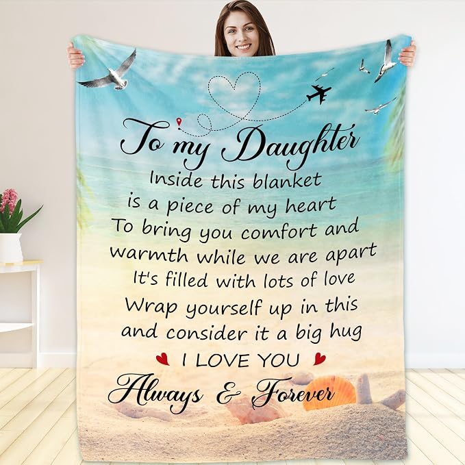 Daughter Gifts from Mom and Dad – to My Daughter Blanket, Thoughtful Mothers Day, Birthday, or Graduation Gift, Best Gift Idea for Her, Soft and Cozy Throw Blanket 50x60 Inches