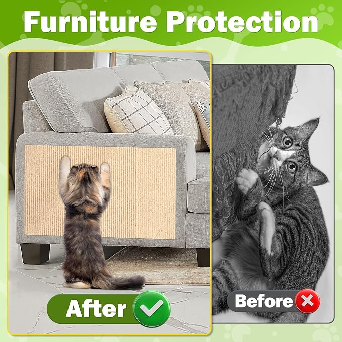 ENONCI 23.6x15.8 Cat Scratcher Mat, Self-Adhesive Cat Scratch Furniture Protector