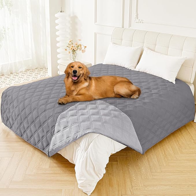 Smiry Waterproof Dog Bed Cover, Reversible Pet Blanket for Sofa Couch | Soft Washable Dog Blanket, Leakproof Couch Cover for Dogs Cats & Furniture Protection, 82x82, Grey/Light Grey