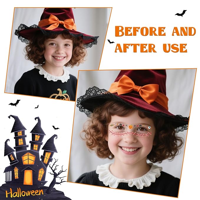 12 Sheet Halloween Face Temporary Tattoos For Kids And Women Adult, Waterproof Makeup Speckle Spider web Pumpkin Bat Ghost Facetattoo Stickers Halloween Party Decorations