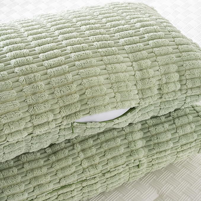 Fancy Homi Decorative Throw Pillow Covers for Bed Couch Bedroom Bench, Soft Corduroy Solid Pillow Case, Rustic Farmhouse Boho Room Decor,54" x 20" (Pack of 1),Sage Green
