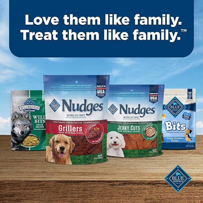 Blue Buffalo Nudges Jerky Cuts Dog Treats, Made in the USA with Natural Ingredients, Steak, 10-oz Bag (Pack of 6)