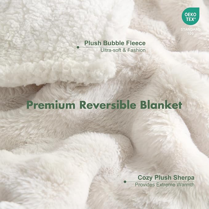 Soft Cozy Waterproof Dog Blanket for Large Dogs - Room Decor Pet Throw Blanket for Couch Bed Protector, Washable Dog Blankets for Indoors & Outdoors, Cream, 50"x60"