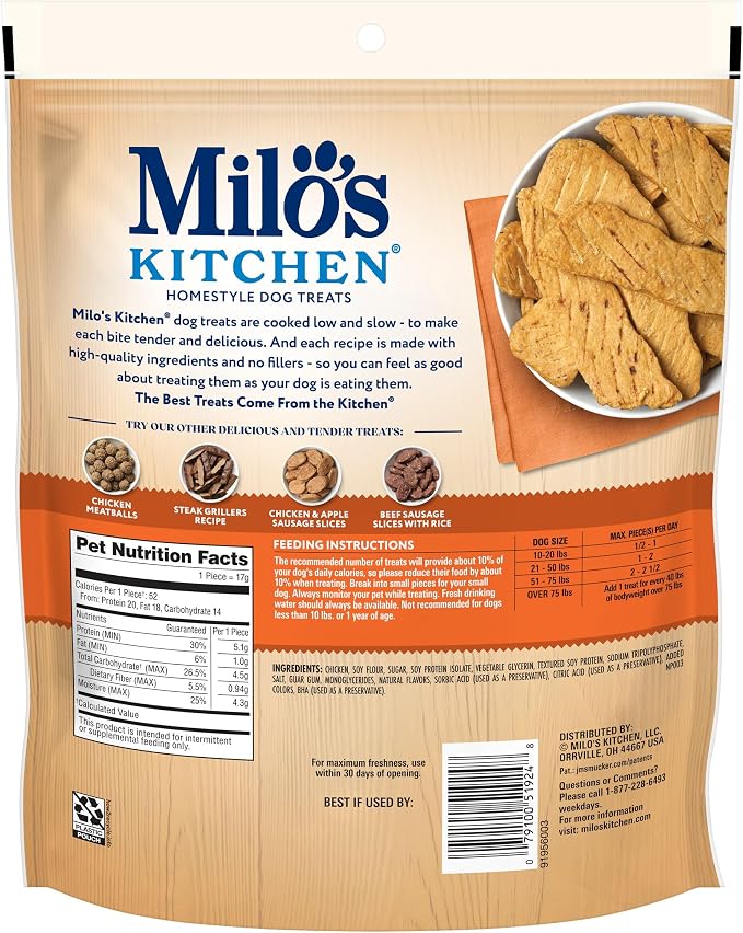 Milo's Kitchen Chicken Jerky Strips Dog Treats, 15 Ounce, (Pack of 4)