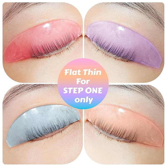 Flat Lash Lift Shields Glueless Ultra Thin Silicone Pads for Perming Lotion No.1, Lash Softening Shields for Easy Korean Eyelash Lift (Colorful)