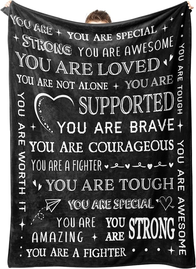 Gifts for Women or Men- Inspirational Get Well Soon Blanket | Thinking of You Gift for Grandpa Dad Brother Friend, Feel Better After Surgery Present for Sick Men, 80'' x 60''