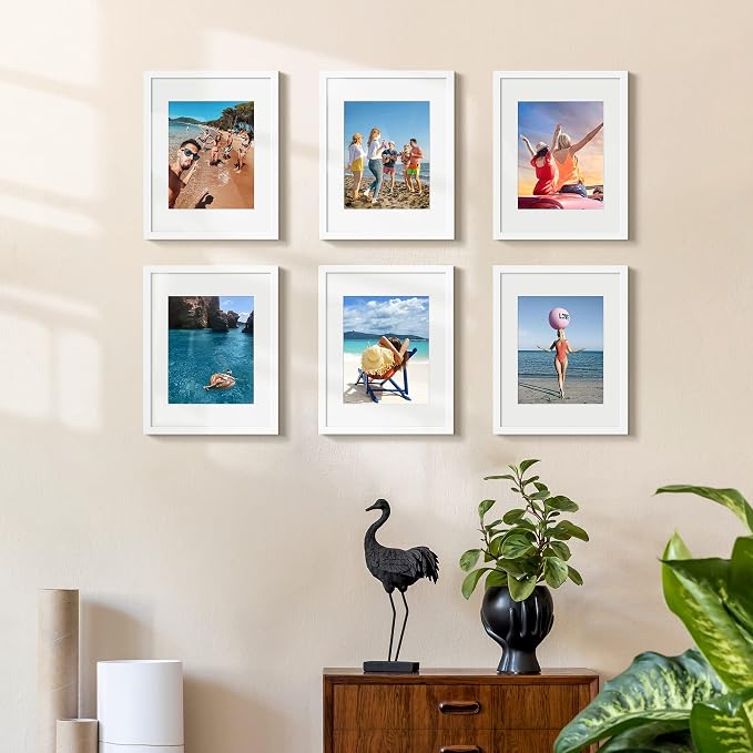 upsimples 11x14 Picture Frame Set of 10, Display Pictures 8x10 with Mat or 11x14 Without, Multi Photo Frames Collage for Wall Display, White | Fit 8x10 with Mat and 11 x 14 Photos, Wall or Tabletop Display, For Gallery Hallway Living Room, For Christma...