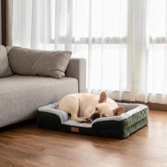 Orthopedic Dog Bed Medium Size Dog, Memory Foam Dog Bed Couch, 30" L | Dual-layer Foam Mat, Washable Cover&Waterproof, Contoured Bolster Design, Indoor&Car Truck, Pet Bed for Dogs Cats Up to 35lbs