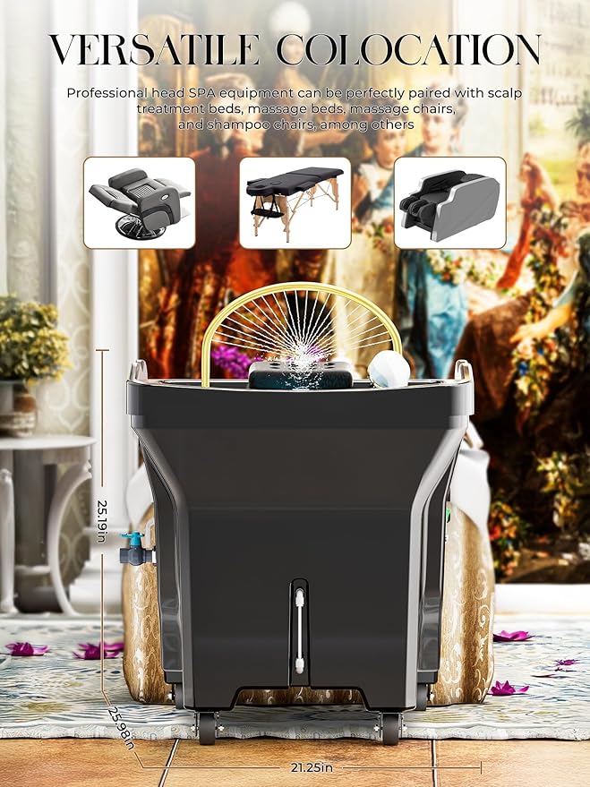 Head Spa Equipment, Portable Head Spa with Large Water Tank | Featuring Water Circulation System & Knob Panel | Ideal for Salon, Barber Shop and Home Use