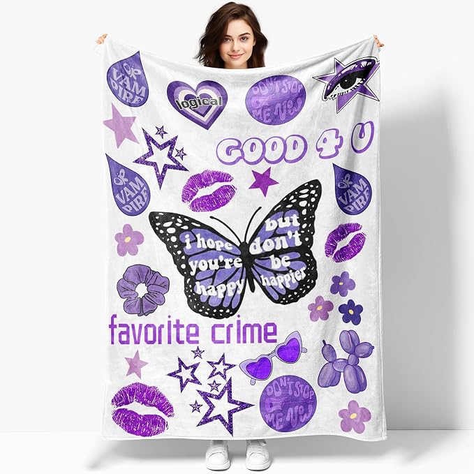 50'' x 40'' Music Olivia Singer Throw Blanket, Gifts for Fans Women, Soft Blankets All Seasons, Plush Cozy Lightweight Flannel Quilts for Bedroom Sofa Couch Living Room Decoration