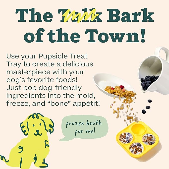 Woof Pupsicle Silicone Dog Treat Tray Mold for Dogs 10-25 lbs | For small dogs, silicone treat mold, reusable design, dishwasher safe, DIY frozen treats