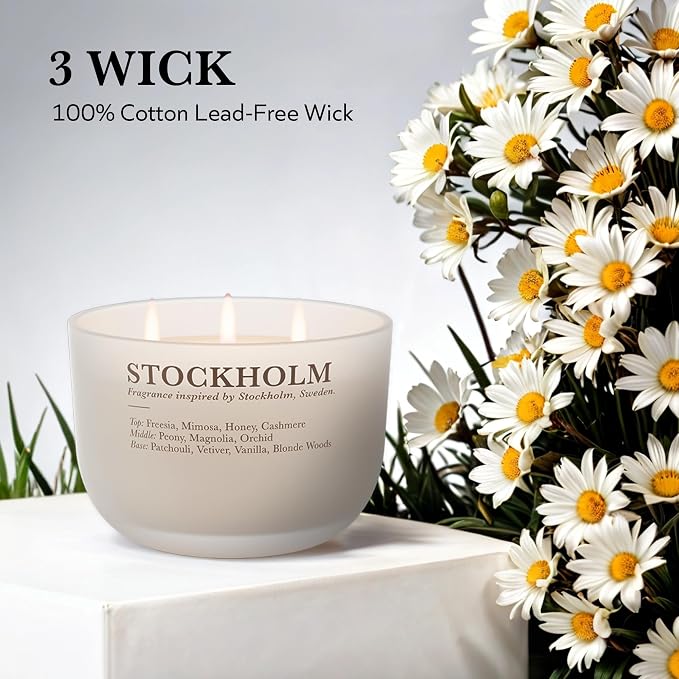 Hidden Label Cashmere & Blonde Woods Candles for Home Scented, Large 3 Wick Scented Natural Soy Candles, Soy Candle with Wood Lid,Candle Gifts for Women,16oz