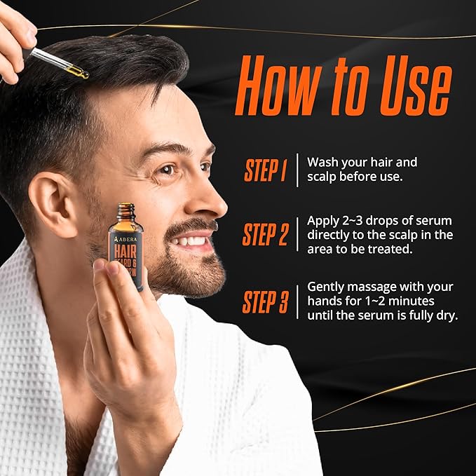 Abera Hair Growth Serum for Hair Loss, Natural Hair Regrowth Treatment for Hair & Beard with Biotin & Castor Oil | Extra Strength & Bigger Size 1.69 fl oz (1 Serum + Gift)