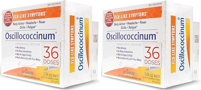 Boiron Oscillococcinum 72 Doses Homeopathic Medicine for Flu-Like Symptoms (2 Packs of 36)