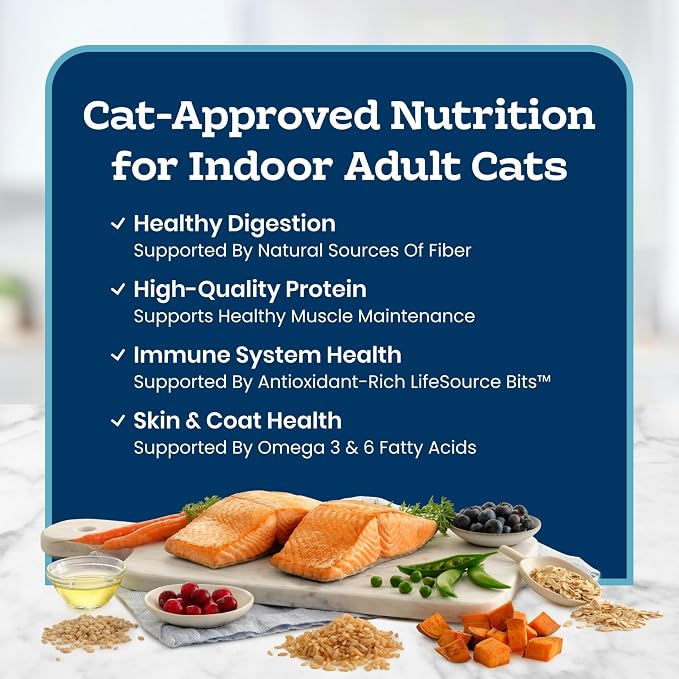Blue Buffalo Tastefuls Salmon Adult Indoor Dry Cat Food, 15 lb | Salmon & Brown Rice Recipe, Antioxidant-Rich LifeSource Bits, No Corn, Wheat, or Soy
