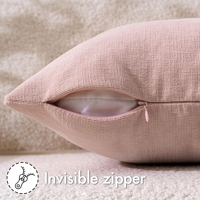 MIULEE Pink Chenille Couch Throw Pillow Covers, 20x20 | Set of 2, Valentine Cute Romantic Home Decor, Soft Farmhouse Modern Style, Decorative Pillowcases for Sofa Living Room Bed