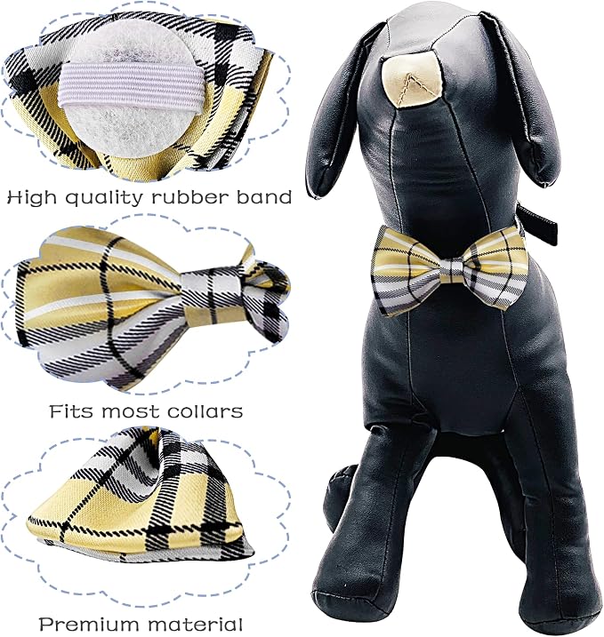 PET SHOW 5 Pack Dog Bowties Plaid for Small Dogs Slide on Collar
