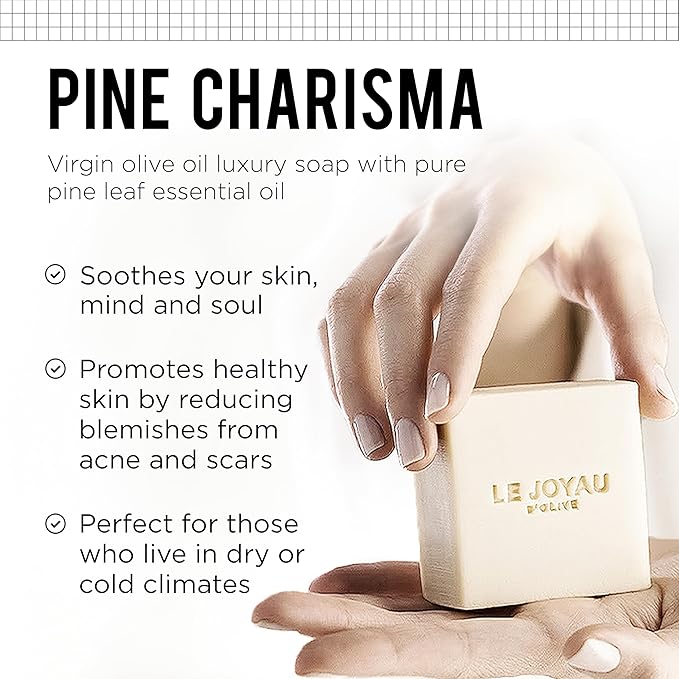 LJO Soap with Only 4 Ingredients | Enriched with Essential Oils | Free from Chemicals | No Titanium Dioxide | Handmade with All-Natural Ingredients | Pine Charisma | Cold Processed Soap | Pack of 1