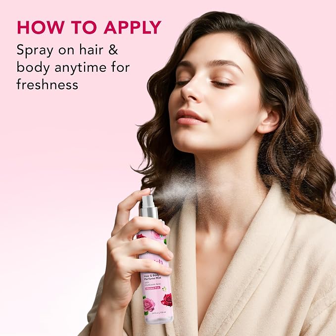 Botanic Hearth British Rose Hair Perfume & Body Mist, Long-Lasting Hair Deodorizer, Body Scent for Women & Men, Alcohol-Free Clean Fragrance Hair Spray For Everyday Wear, All Day Freshness, 3.4 Fl Oz
