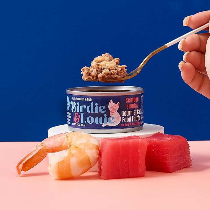 Birdie & Louie Wet Cat Food Variety Pack of Tuna Flavors | 6 Cans of 5 Different Tuna Flavors | All Natural Ingredients, Grain Free | 3 Oz Cans, Bulk Case of 60 Cans (60)