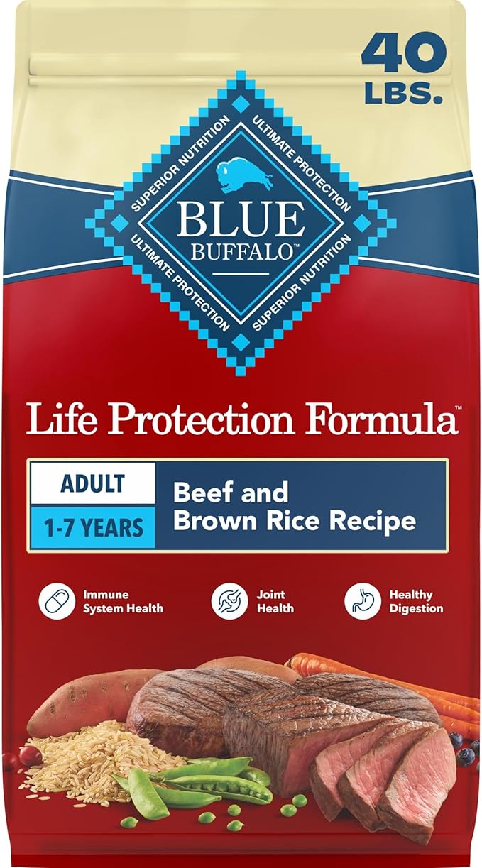 Blue Buffalo Life Protection Formula Beef Adult Dry Dog Food, 40 lb | Real Beef #1 Ingredient, Supports Immunity with Antioxidant-Rich LifeSource Bits, Promotes Healthy Muscle Development