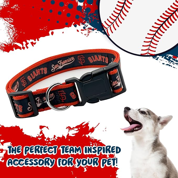 MLB San Francisco Giants Licensed PET COLLAR- Heavy-Duty, Strong, and Durable Dog Collar. Available in 29 Baseball Teams and 4 Sizes