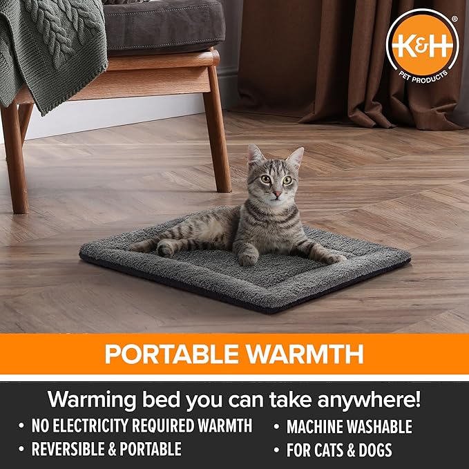K&H Cat Bed, Self-Warming Pet Pad, Reversible Gray/Black