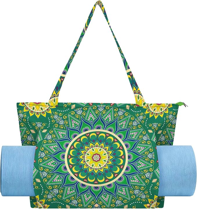 Mandala Yoga Mat Bag Large Yoga Bags and Carrier Fits All Your Stuff Yoga Tote Bags with Zipper Pocket Pilates Bag