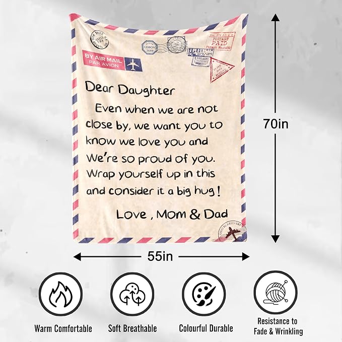 UFOORO Gifts from Mom and Dad, Throw Blanket Daughter Gifts from Mom and Dad, Birthday for Daughter Adult, Mothers Day to My Daughters Blanket from Parents for Sofa Couch Bed 55"x70"