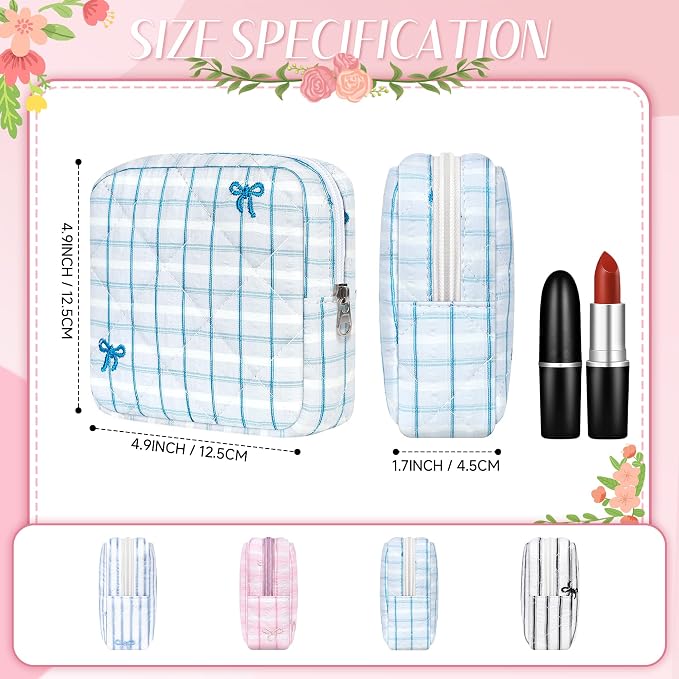 Likesing Quilted Period Bag, Period Pouches for Teen Girls Womens, Portable Floral Print Sanitary Napkin Storage Bag Feminine Emergency Tampon Pad Pouch(Blue Floral Clash)