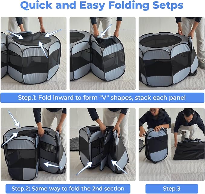 2-in-1 Cat Playpens, Detachable into 2 Separate Playpens with Additional 2 Doors, Portable Dog Playpen Cat Tent Enclosure for Kitten and Puppy Indoor Outdoor Use(S)