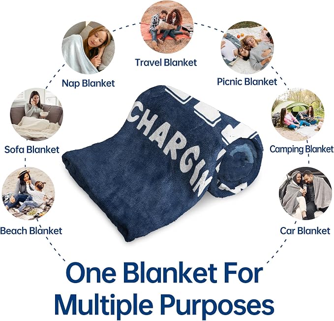 Leebbsin Funny Gift for Dad, Dads Birthday Gift from Daughter Son | Dad is Charging Sloth Blanket 60" x 50", Blue, Dads Gifts for Fathers Day Christmas, Soft Sloth Throws Blanket for Father