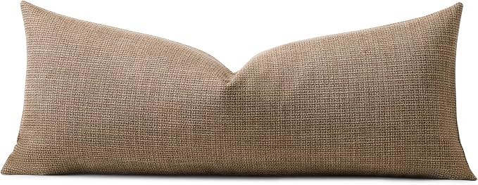 OTOSTAR Linen Throw Pillow Cover Set of 1 Decorative Long Lumbar Pillowcase Rectangle Cushion Cover 14x36 Inch for Home Decor Sofa Bedroom Car 35 x 90CM Brown