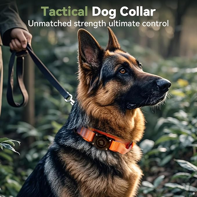 2026 Upgrade Waterproof Tactical AirTag Dog Collar, Built in AirTag Holder | Comfortable Control Handle, Quick Release Metal Buckle, Durable 1000D Nylon, For Medium to Large Dogs, Ocean Blaze,XL