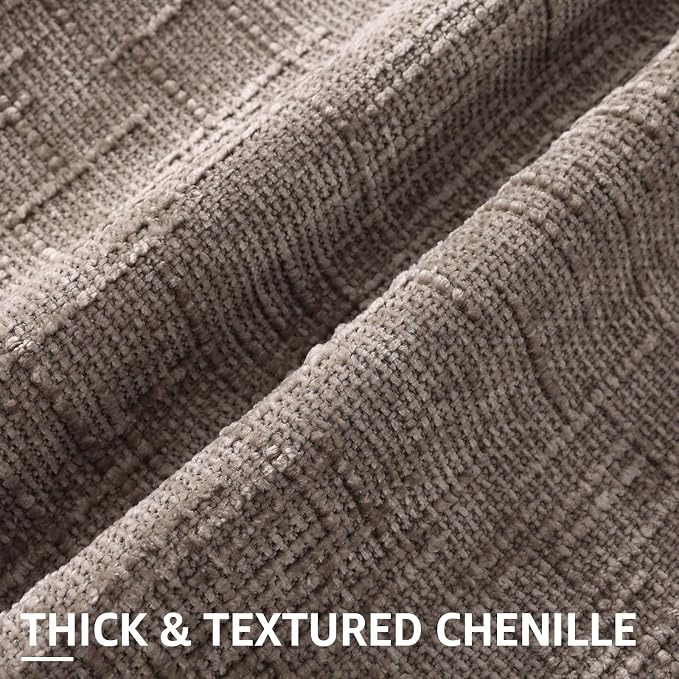 decorUhome Textured Chenille Throw Pillow Covers 24x24 Set of 2 Taupe | Fall Modern Farmhouse Soft Cozy Slubby Couch Pillow Cases Boho Decorative Pillow Cases for Bed Sofa Living Room Home Decor